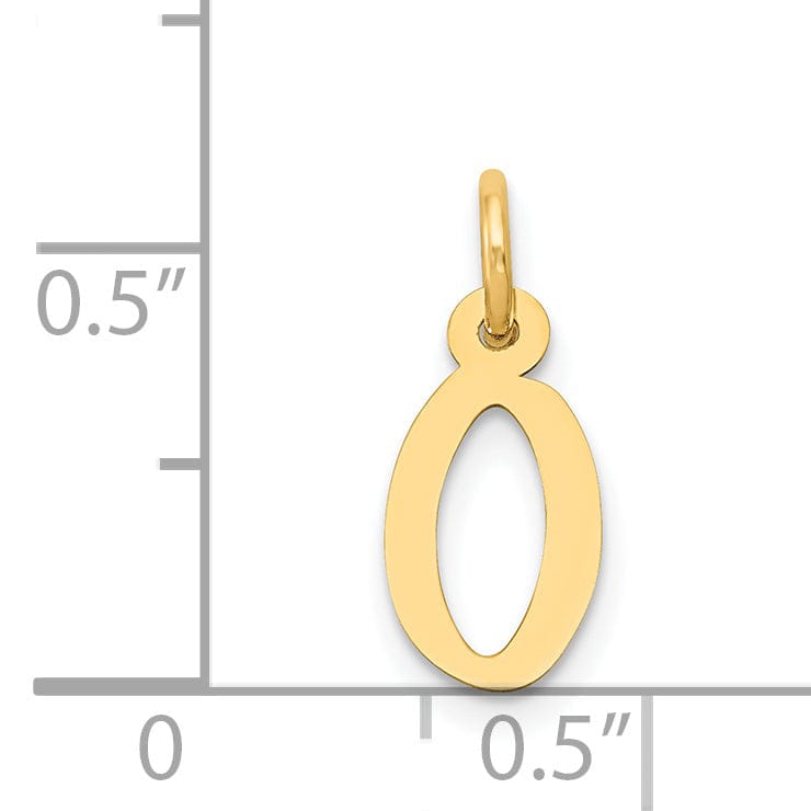 14k Yellow Gold Small Slanted Block Letter O Initial Pendant