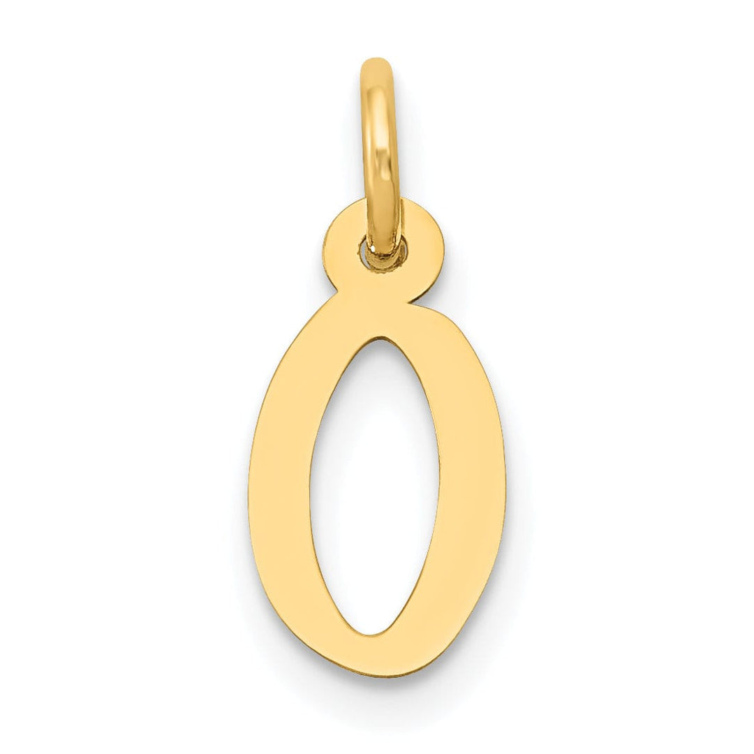 14k Yellow Gold Small Slanted Block Letter O Initial Pendant