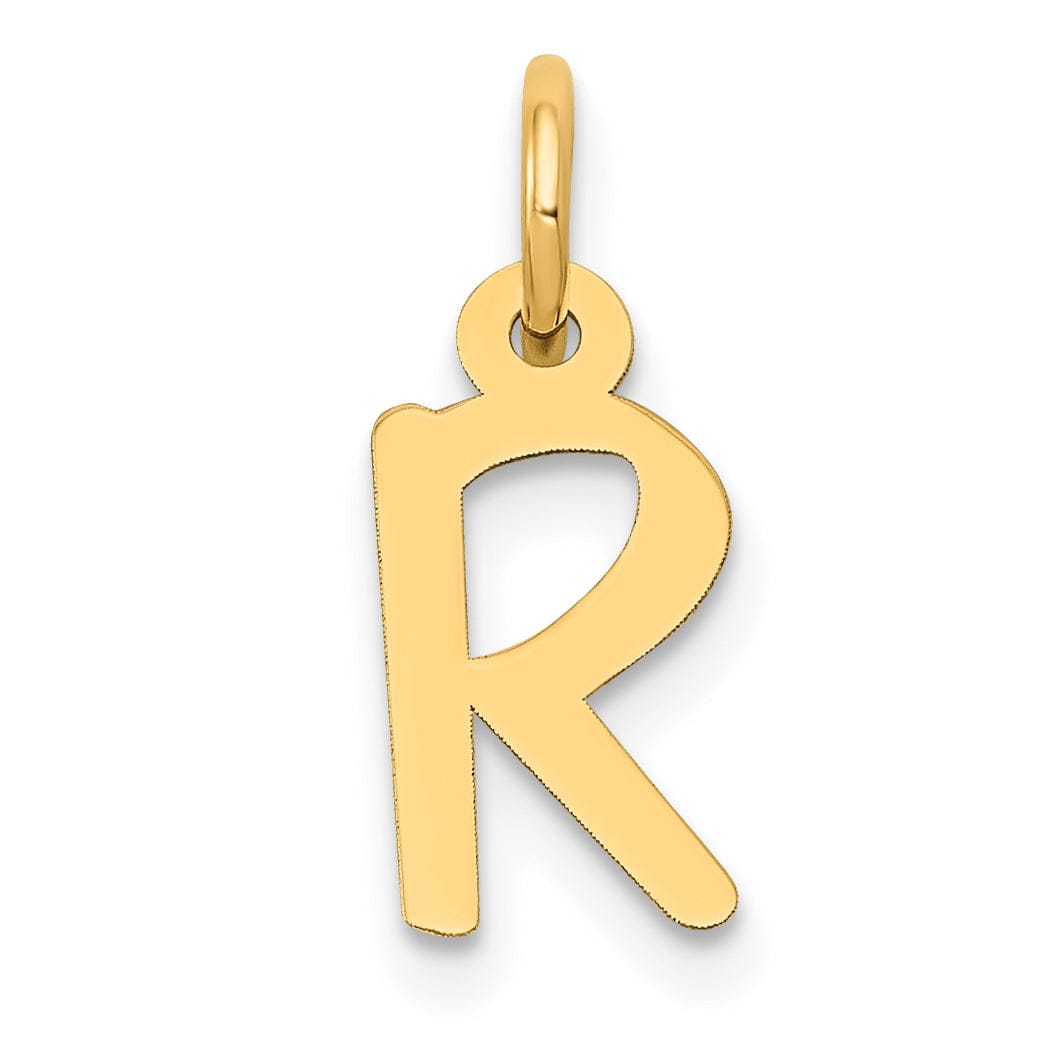 14k Yellow Gold Small Slanted Block Letter R Initial Pendant