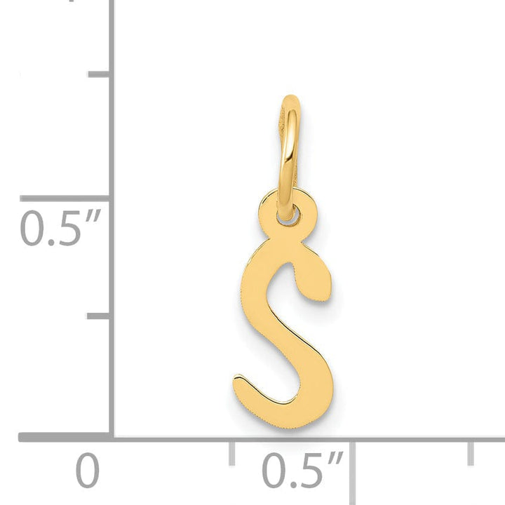 14k Yellow Gold Small Slanted Block Letter S Initial Pendant