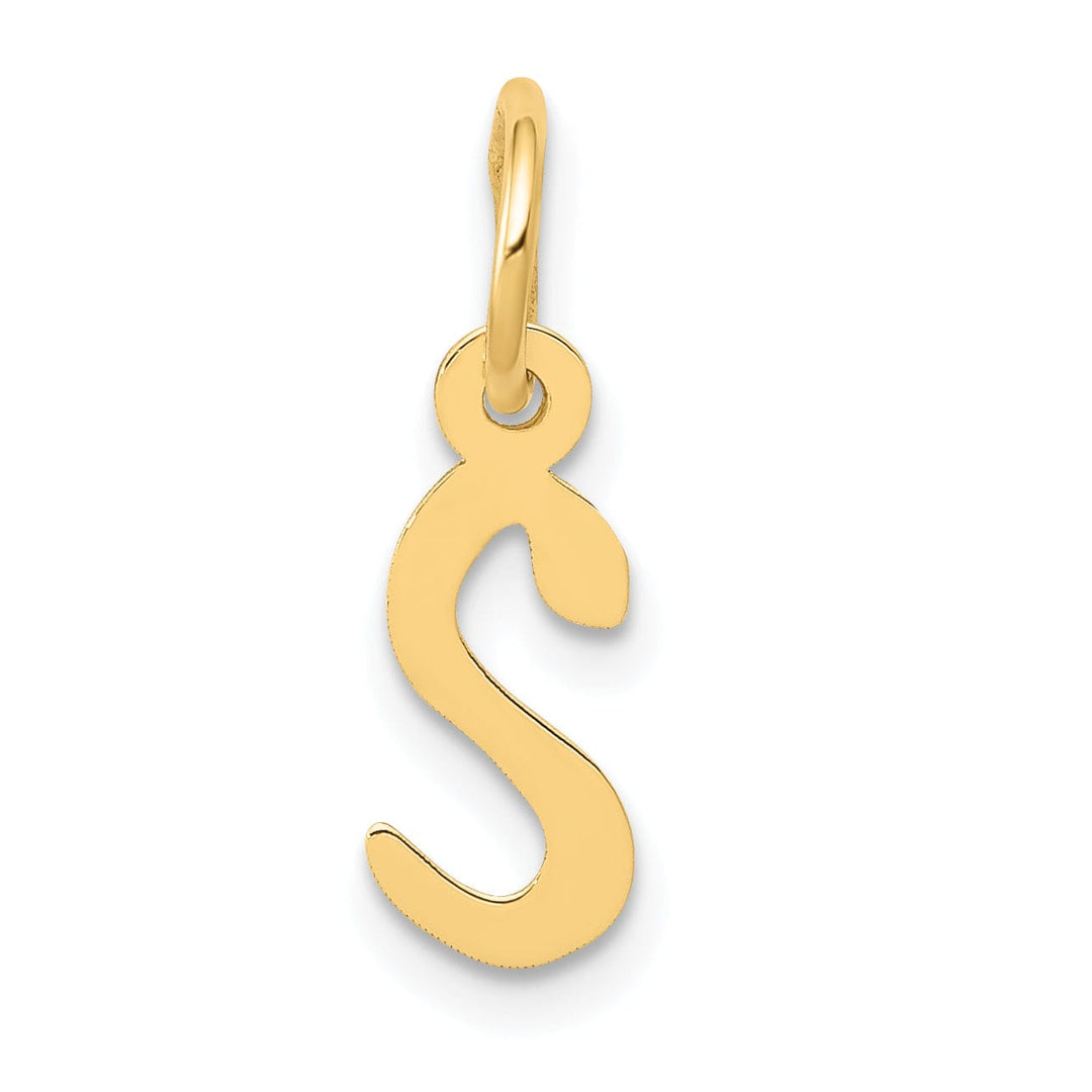 14k Yellow Gold Small Slanted Block Letter S Initial Pendant