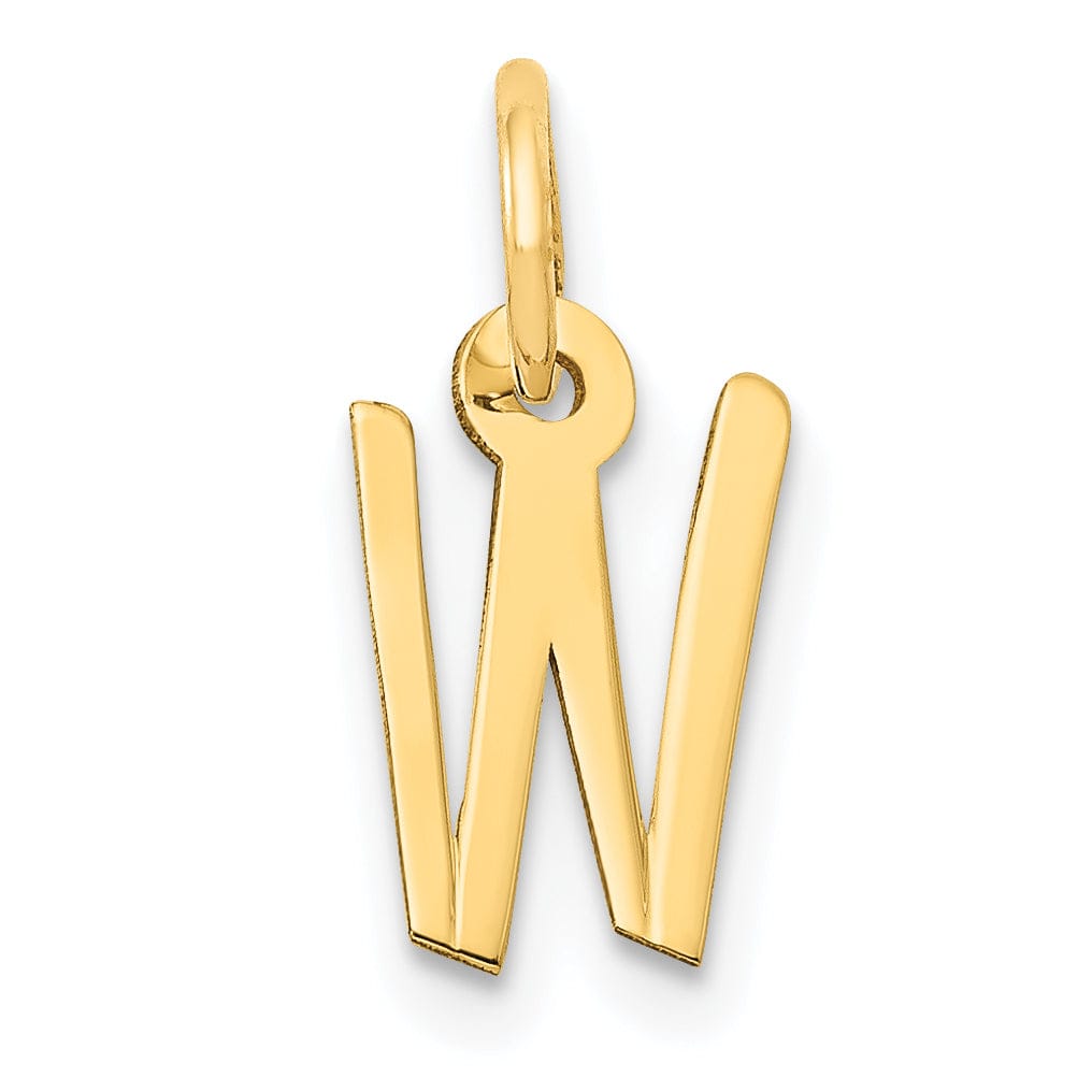 14k Yellow Gold Small Slanted Block Letter W Initial Pendant
