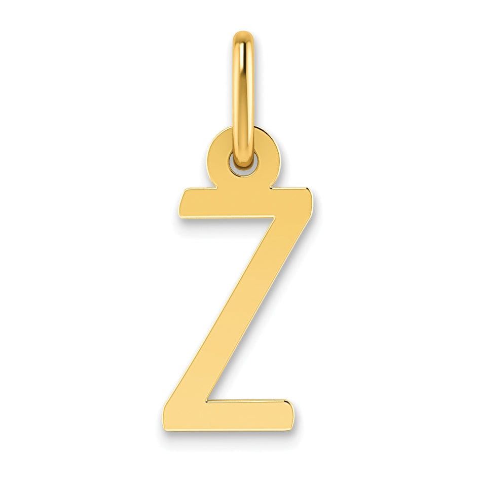 14k Yellow Gold Small Slanted Block Letter Z Initial Pendant