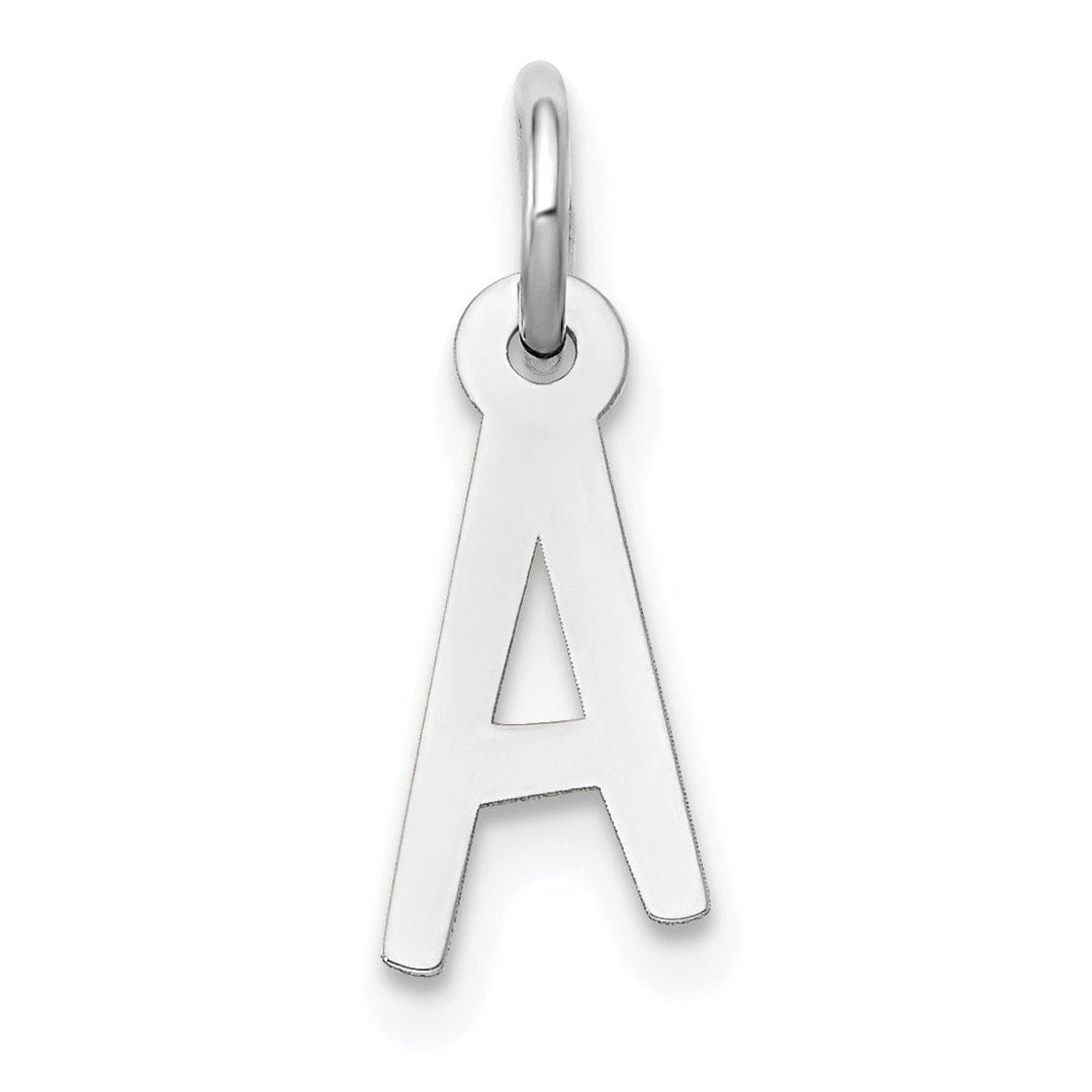 14k White Gold Small Slanted Block Letter A Initial Pendant