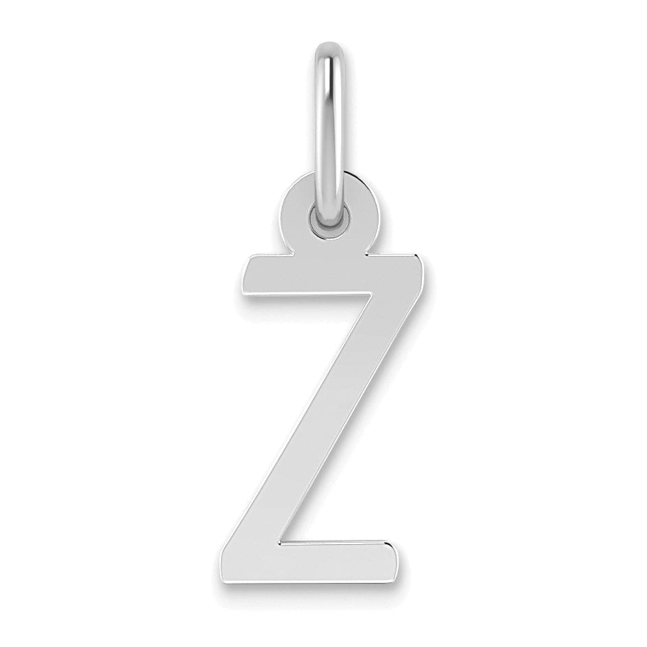 14k White Gold Small Slanted Block Letter Z Initial Pendant