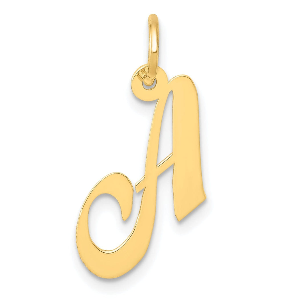 14K Yellow Gold Small Size Fancy Script Letter A Initial Pendant