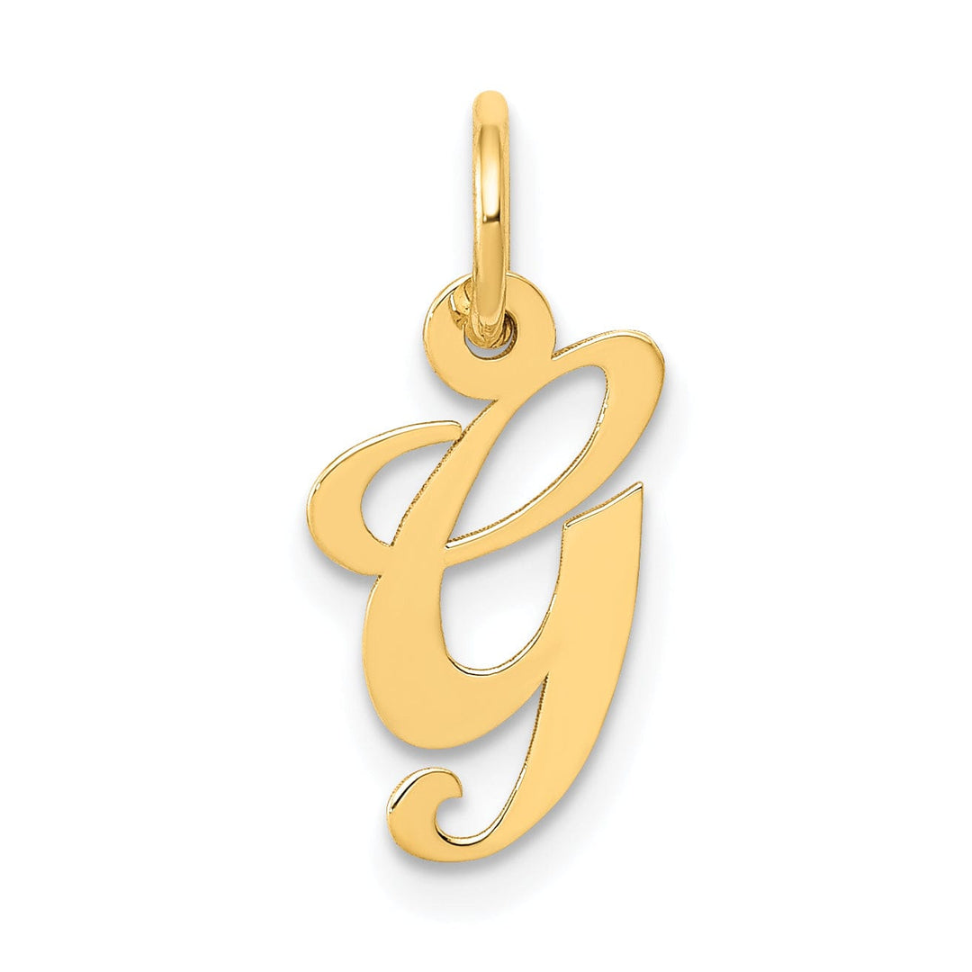 14K Yellow Gold Small Size Fancy Script Letter G Initial Pendant