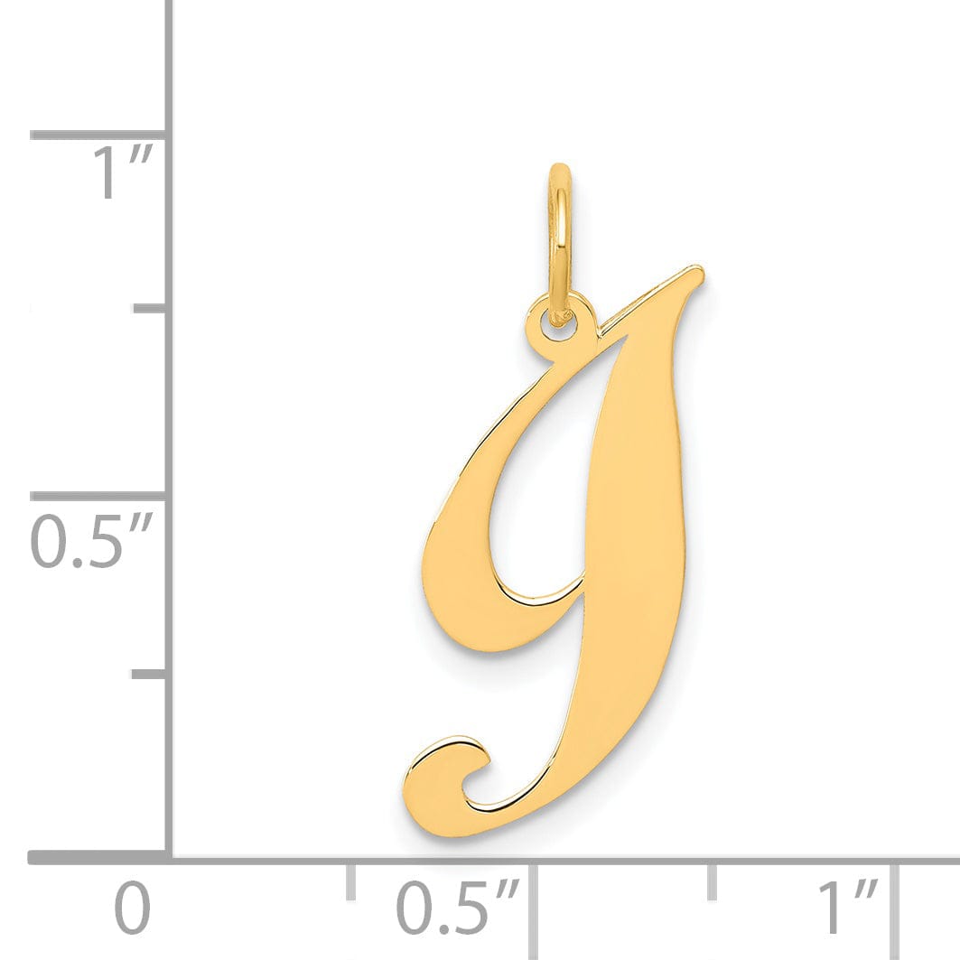 14K Yellow Gold Small Size Fancy Script Letter I Initial Pendant
