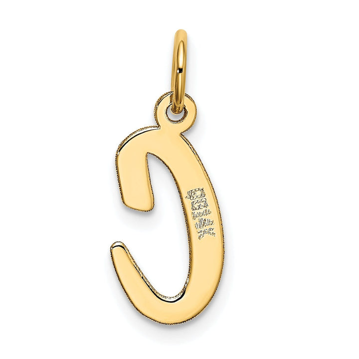 14K Yellow Gold Medium Size Fancy Script Design Letter C Initial Pendant