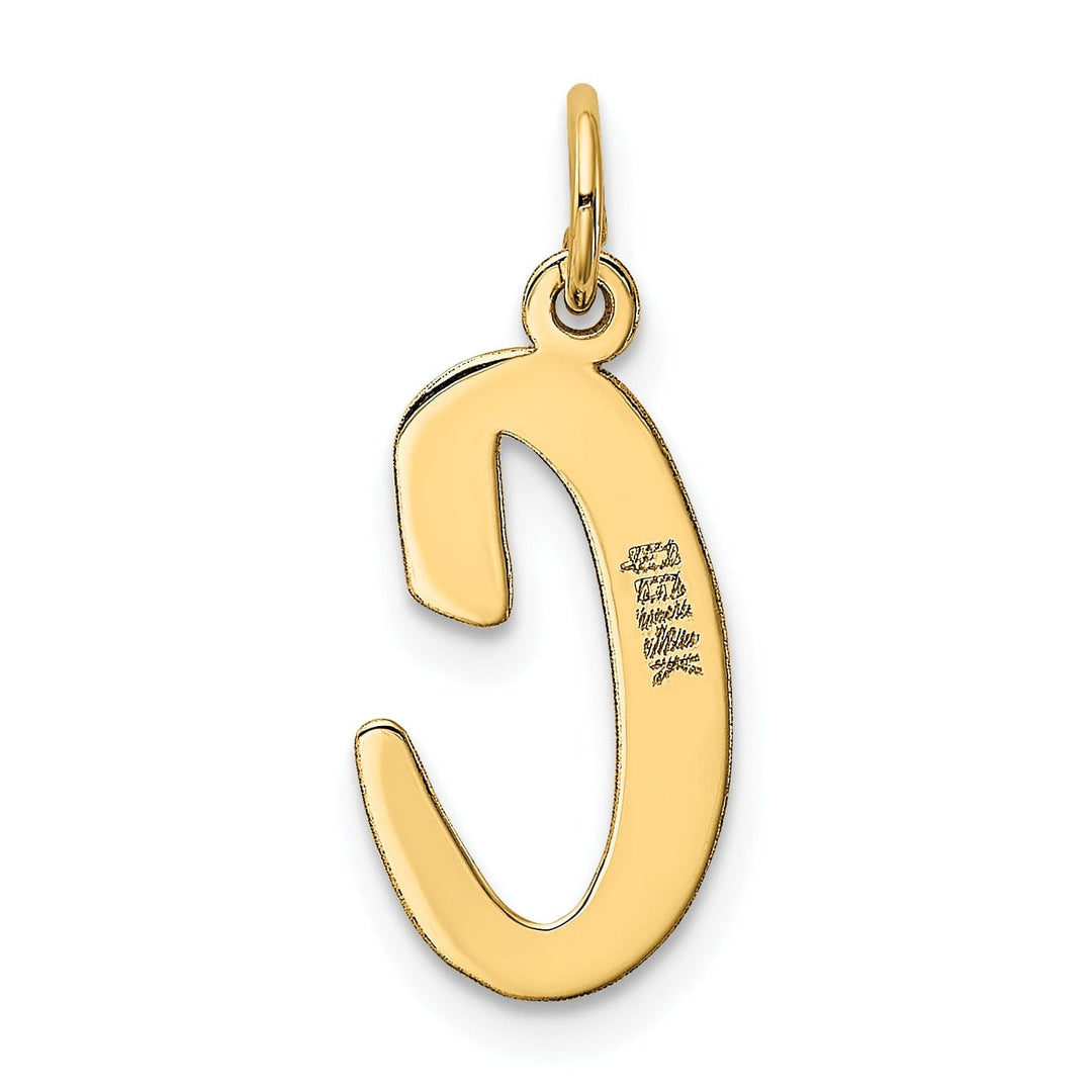 14K Yellow Gold Large Size Fancy Script Design Letter C Initial Pendant