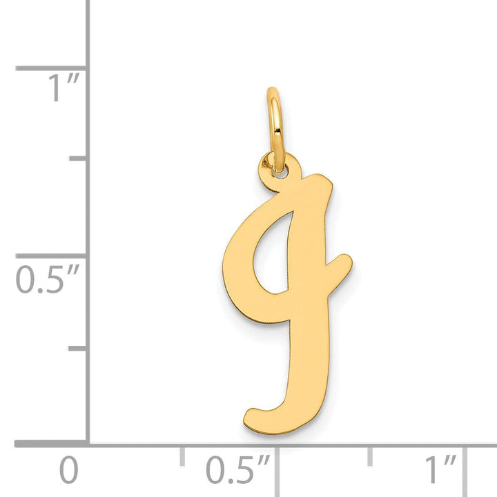 14K Yellow Gold Large Size Fancy Script Design Letter I Initial Pendant
