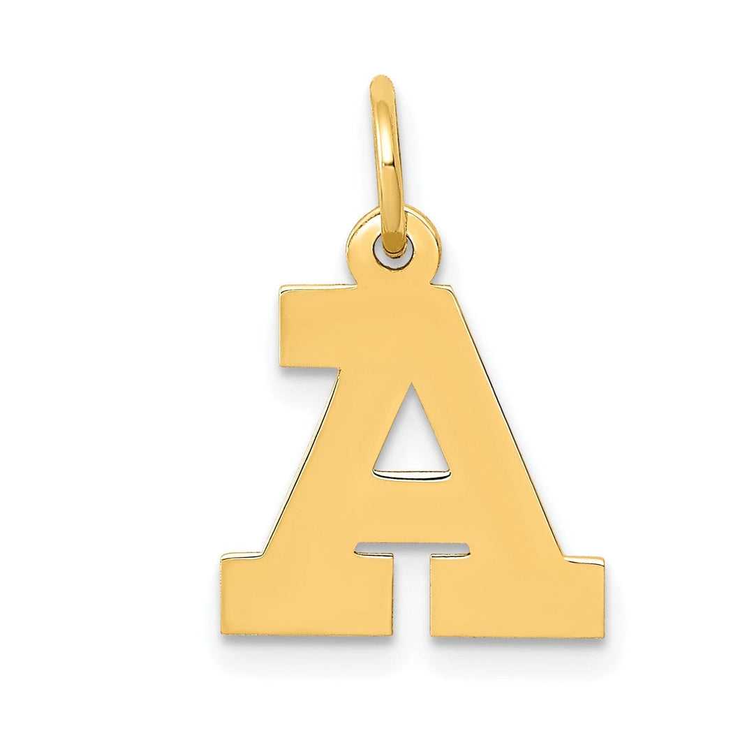 14k Yellow Gold Small Block Design Letter A Initial Pendant
