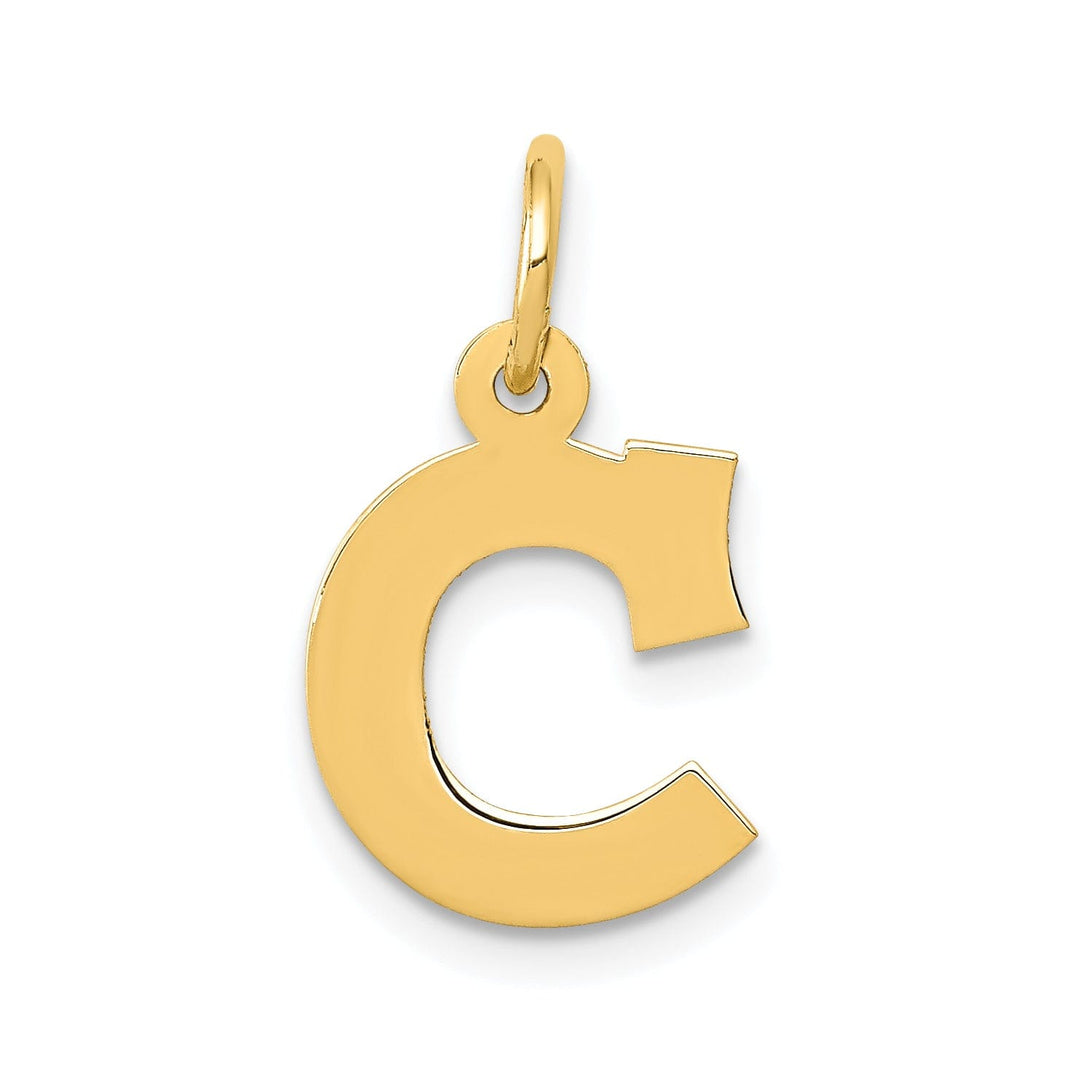 14k Yellow Gold Small Block Design Letter C Initial Pendant