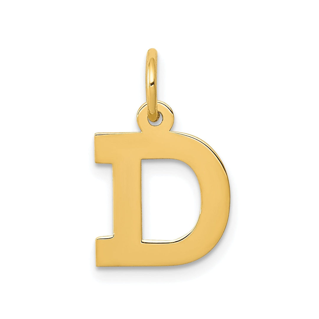 14k Yellow Gold Small Block Design Letter D Initial Pendant