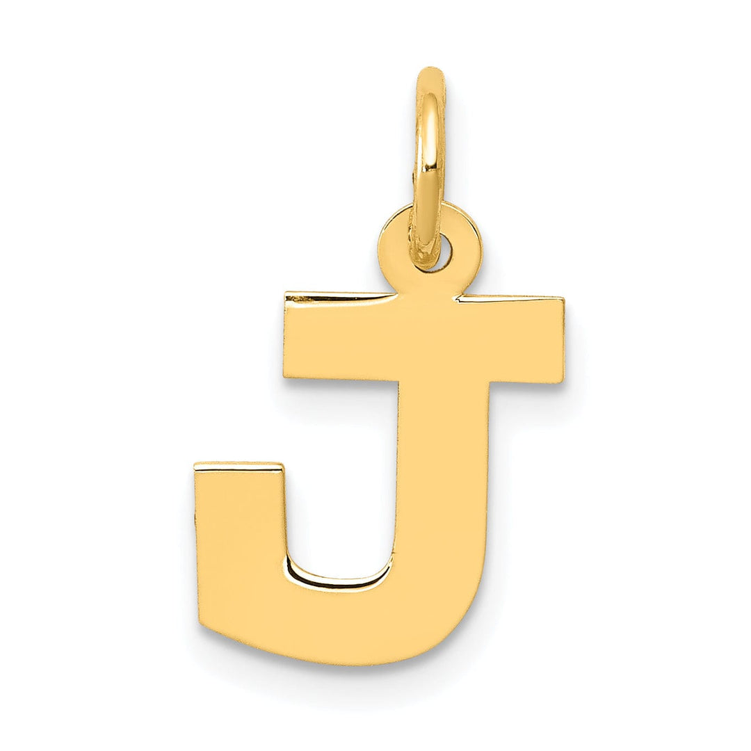 14k Yellow Gold Small Block Design Letter J Initial Pendant
