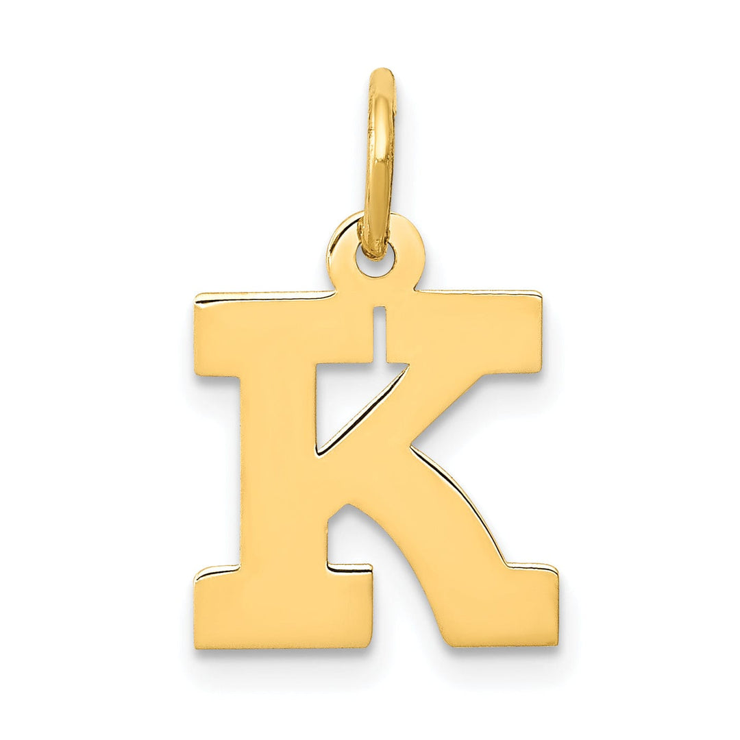 14k Yellow Gold Small Block Design Letter K Initial Pendant