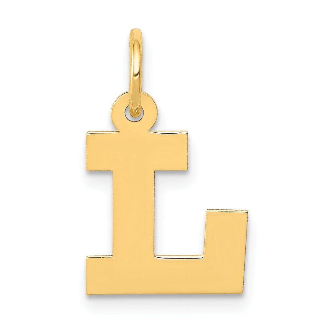 14k Yellow Gold Small Block Design Letter L Initial Pendant