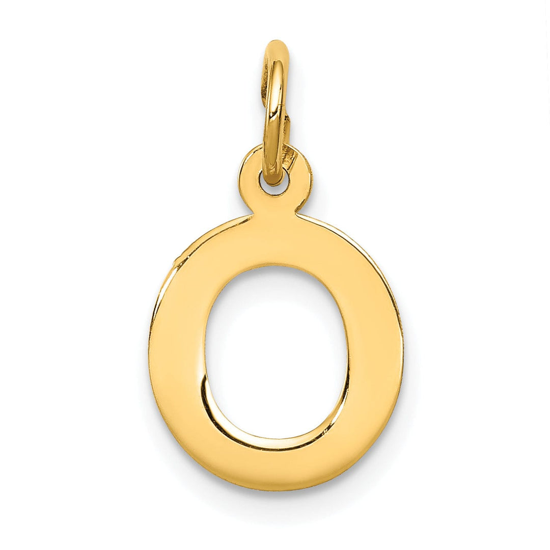 14k Yellow Gold Small Block Design Letter O Initial Pendant