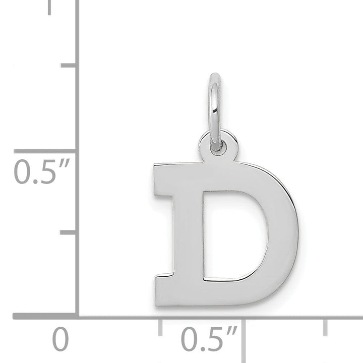 14k White Gold Small Block Design Letter D Initial Pendant
