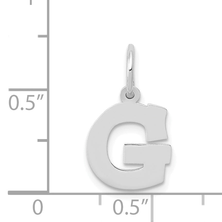 14k White Gold Small Block Design Letter G Initial Pendant