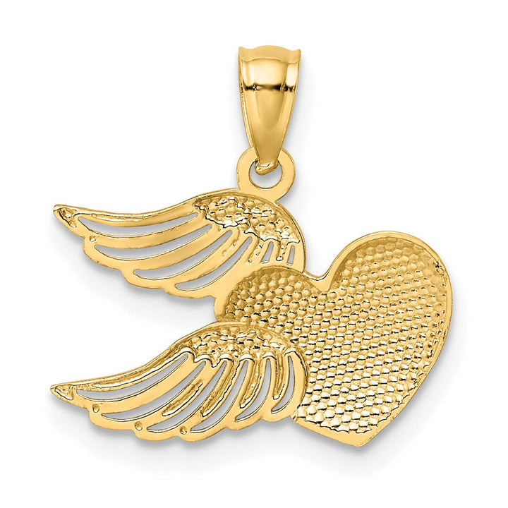 14k Two Tone Gold Heart with Wings Charm Pendant