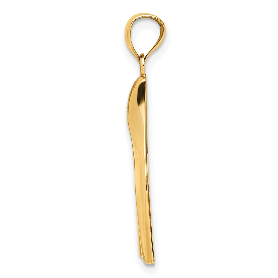 14k Yellow Gold Solid Polished Finish Wishbone Design Charm Pendant