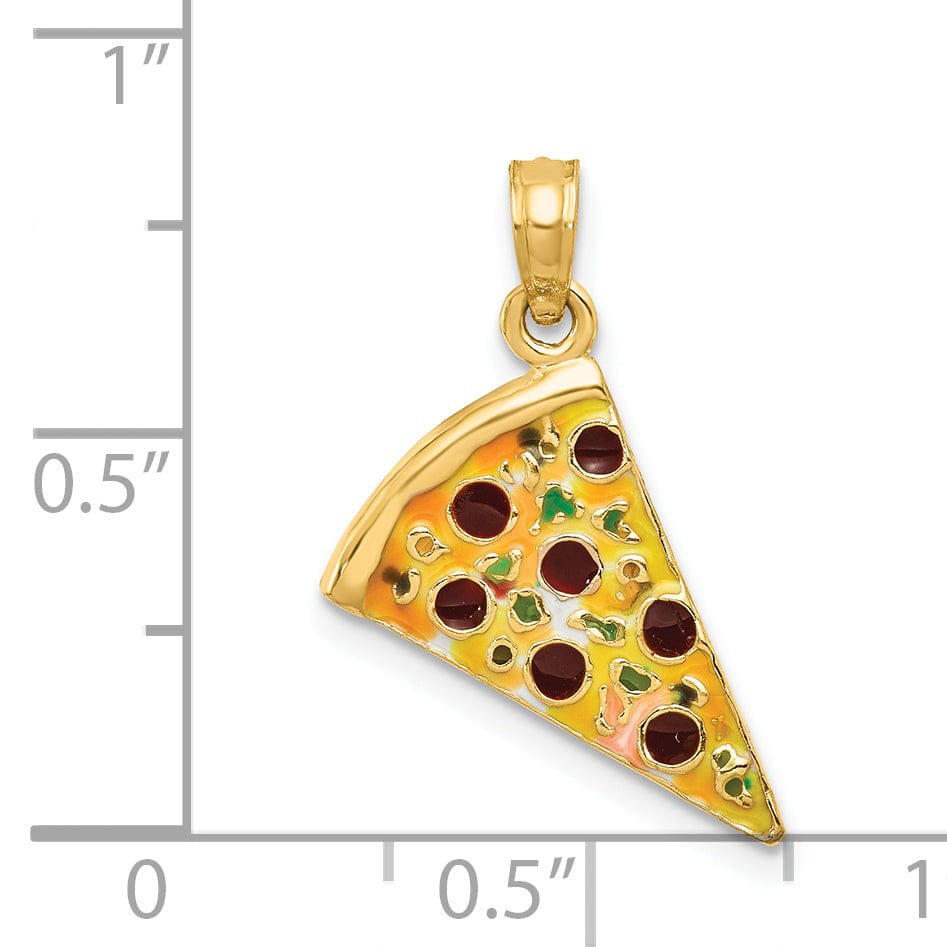 14k Yellow Gold Enameled Pizza Slice Pendant