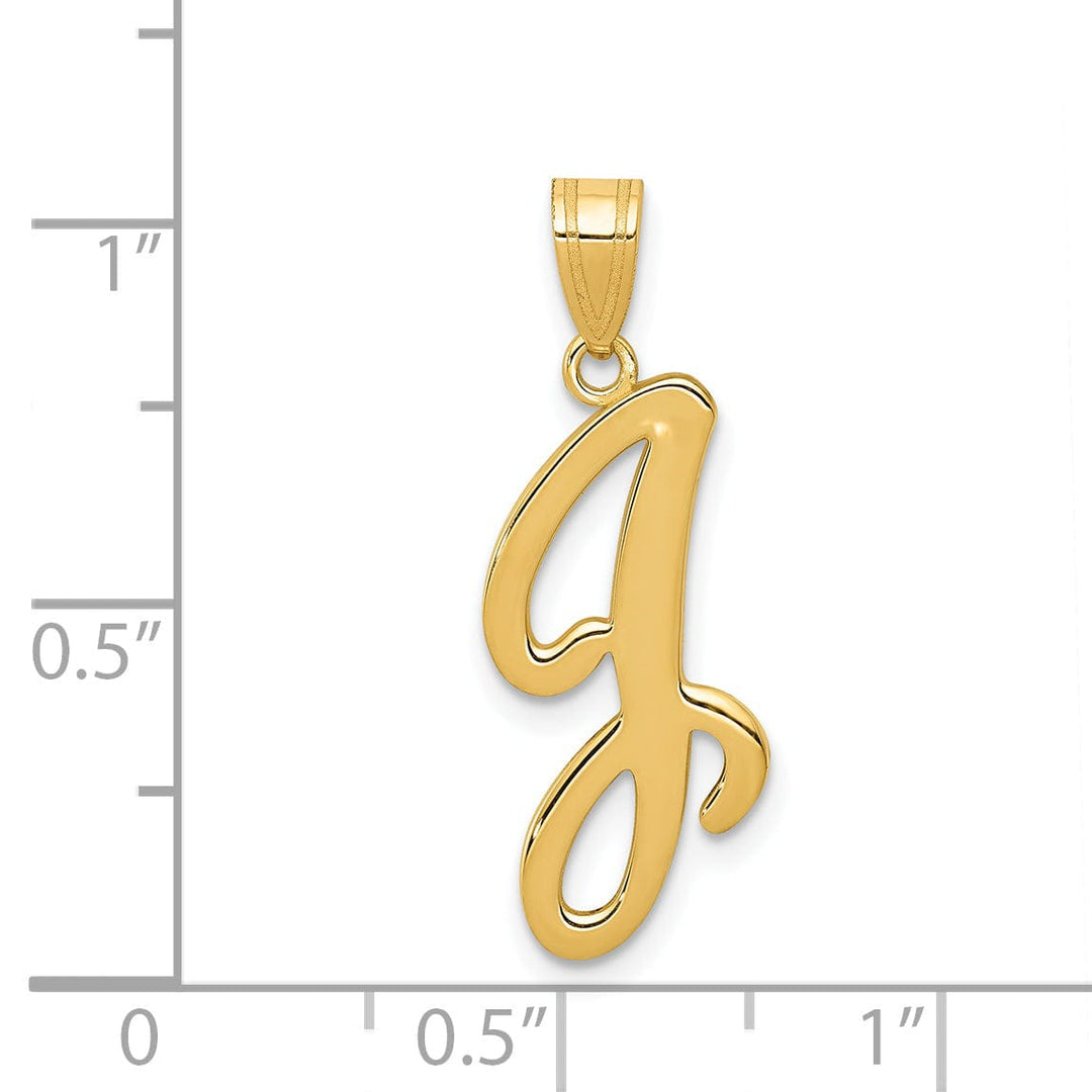 14K Yellow Gold Medium Size Script Design Letter J Initial Pendant