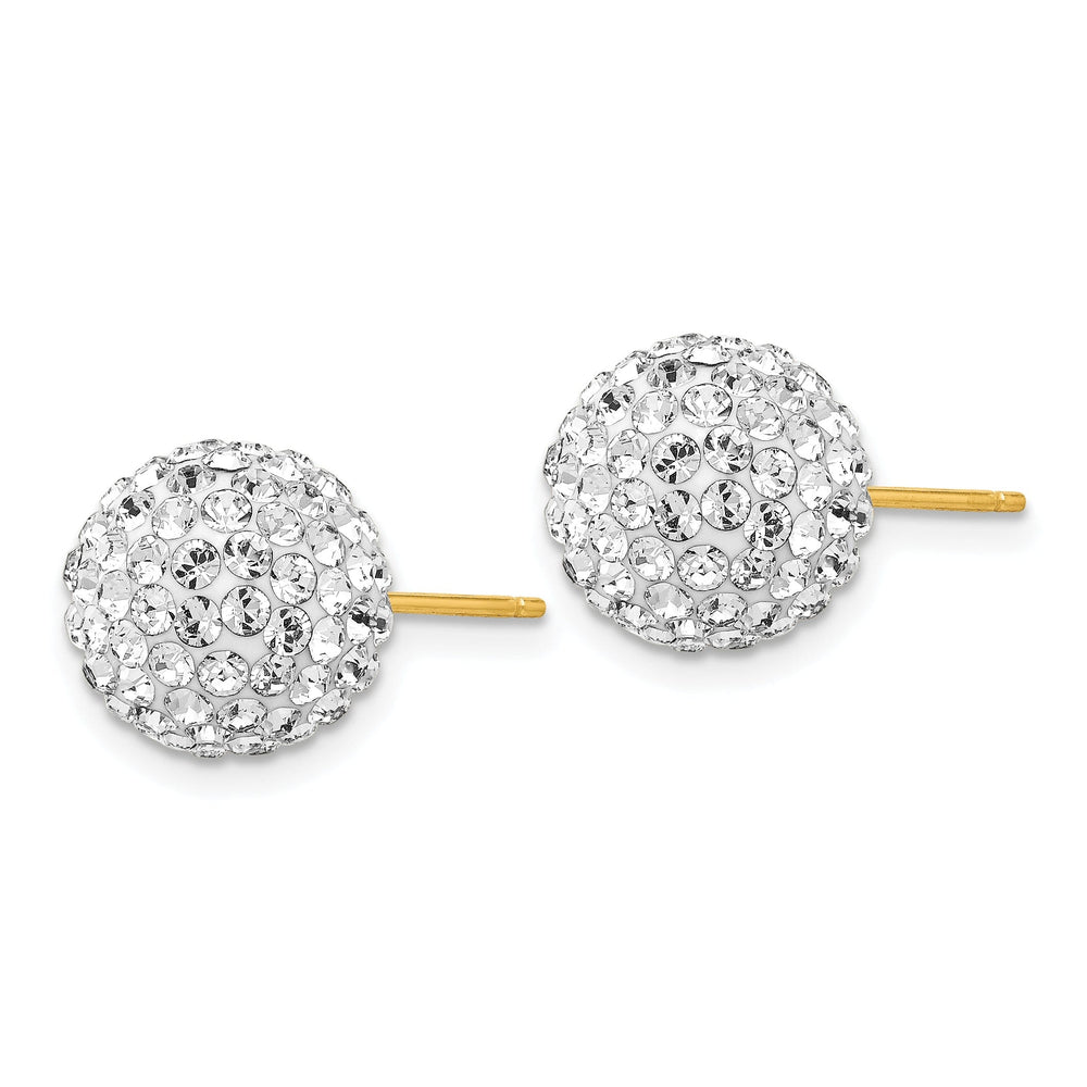 14k Yellow Gold Crystal Disco Ball Post Earrings