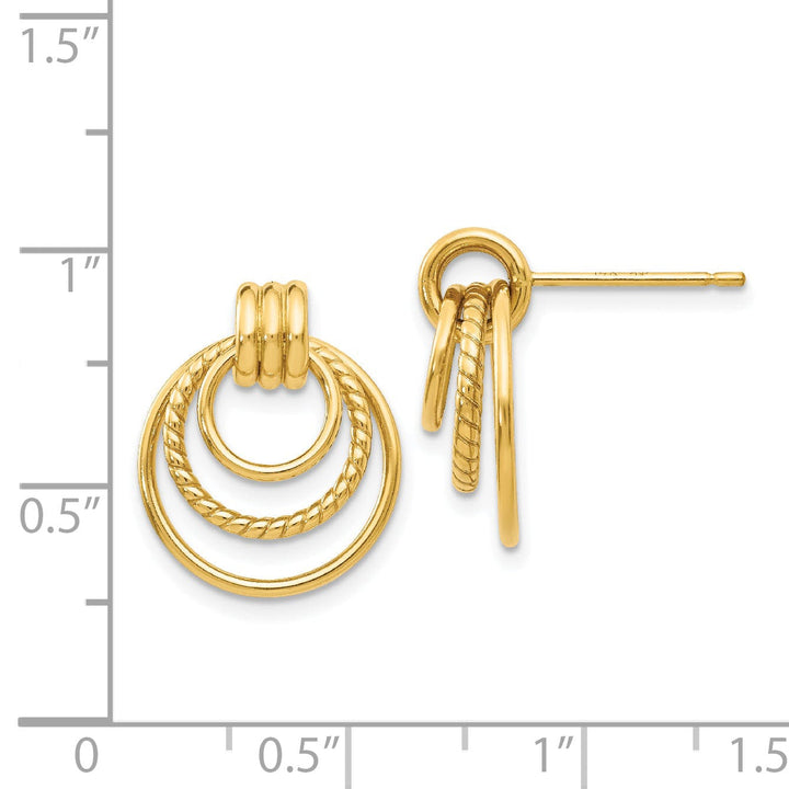 14k Yellow Gold Twisted Fancy Post Earrings