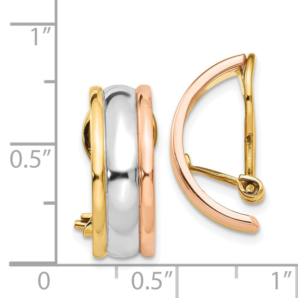 14k Tri-color Gold Non-Pierced Earrings