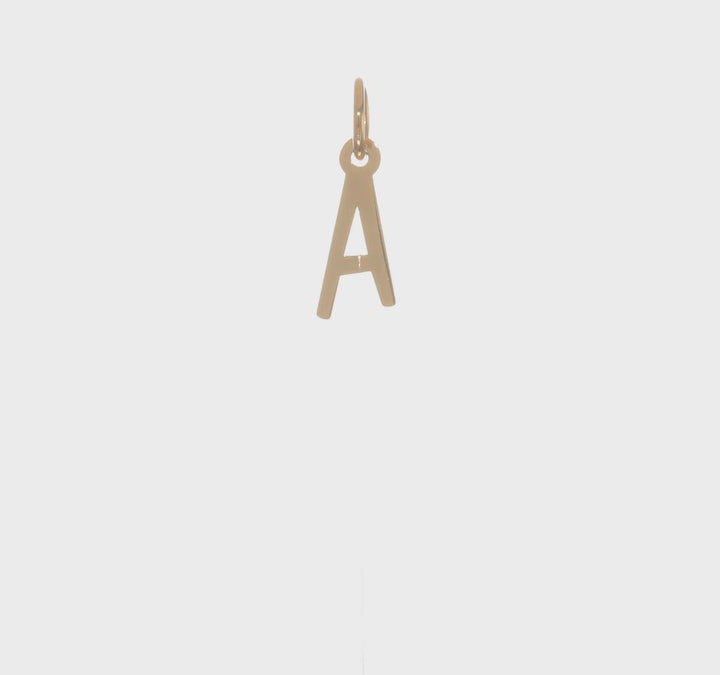 14k Yellow Gold Small Slanted Block Letter A Initial Pendant
