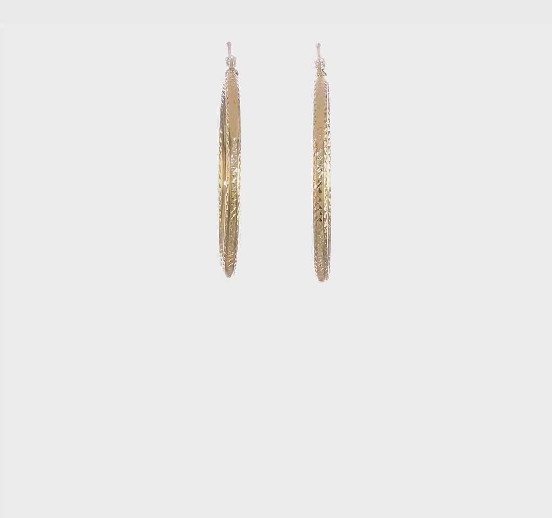 10k Yellow Gold D.C Polished Round Hoop Earrings