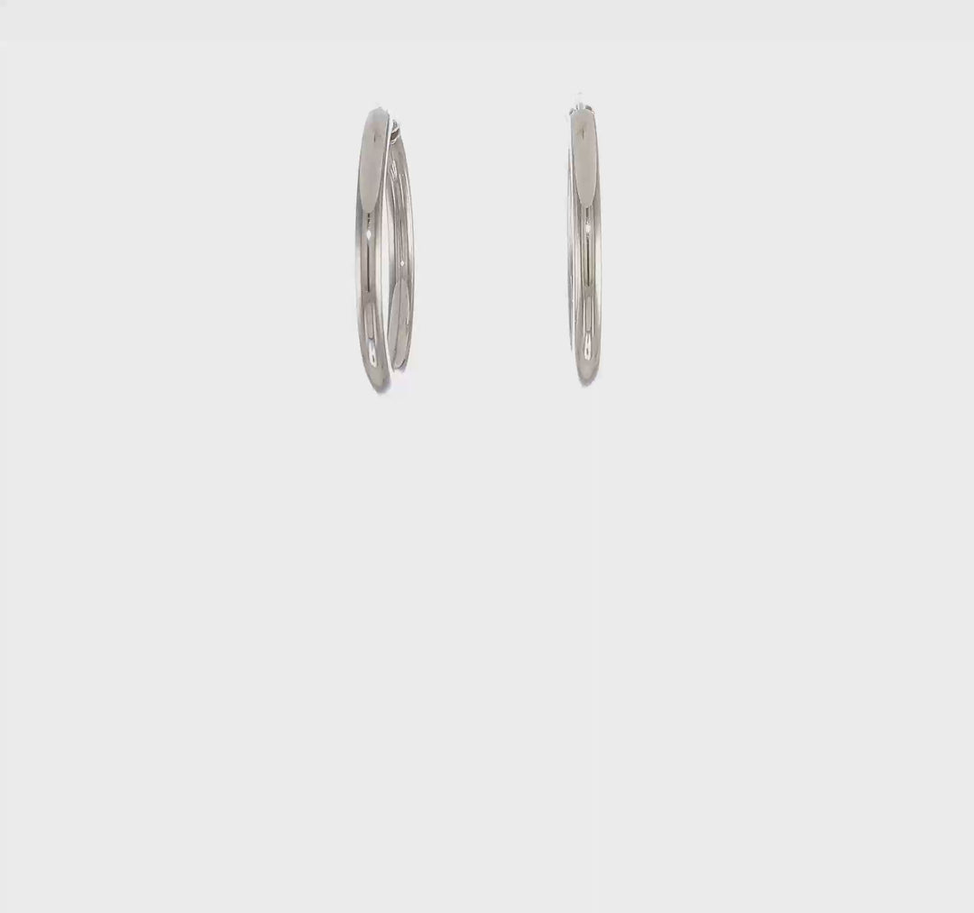 Silver Hollow Endless Tube Hoop Earrings 3mmx30mm
