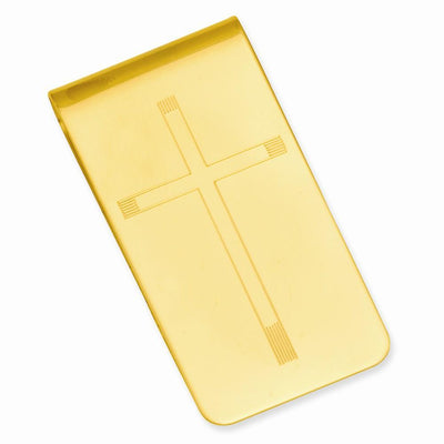 Gold Plated Cross Engravable Money Clip