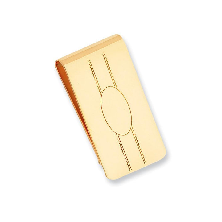 Gold Plated Engravable Oval Center Money Clip