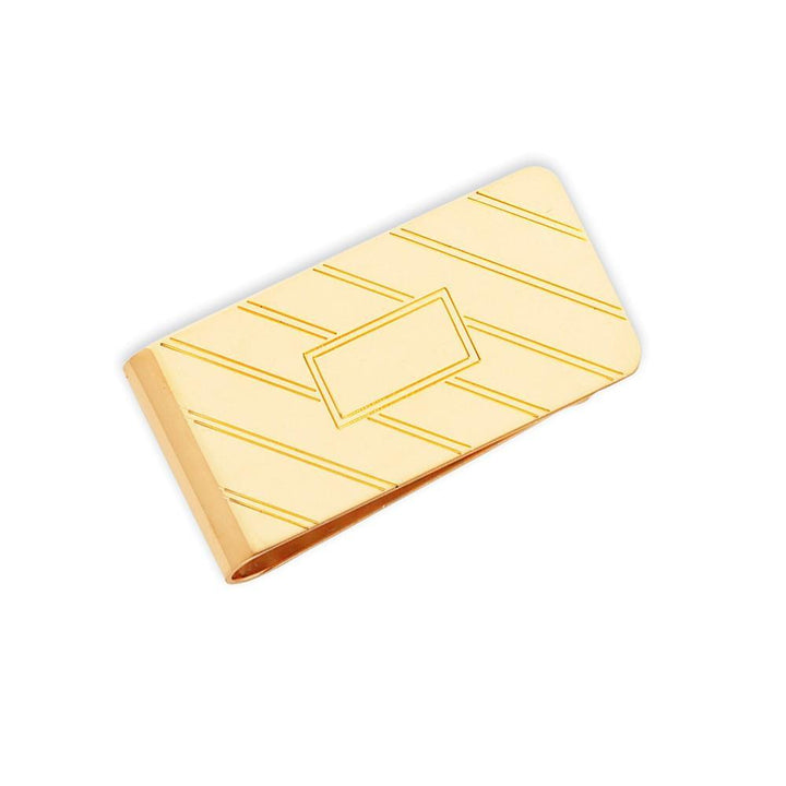 Gold Plated Etched Diagonal Line Money Clip