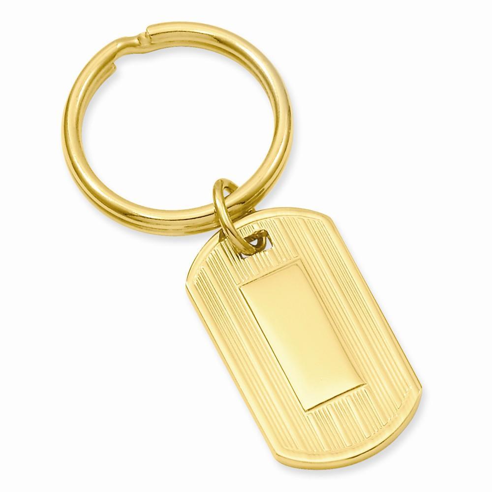 Gold Plated Etched Lines Key Ring