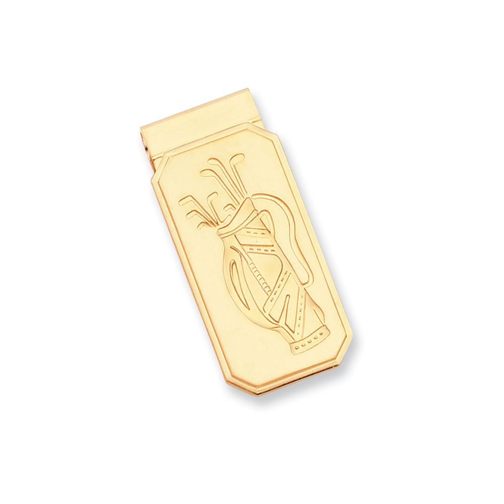 Gold Plated Golf Bag Hinged Money Clip