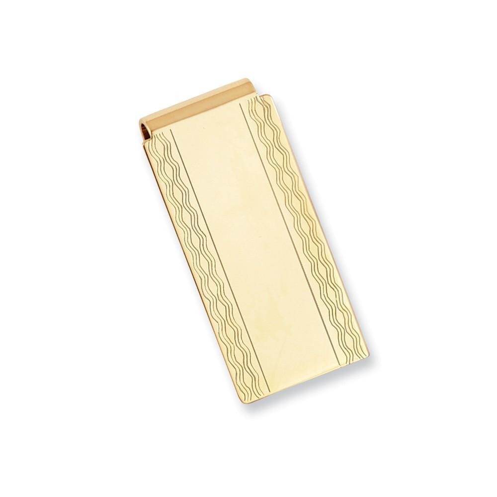 Gold Plated Patterned Edge Hinged Money Clip