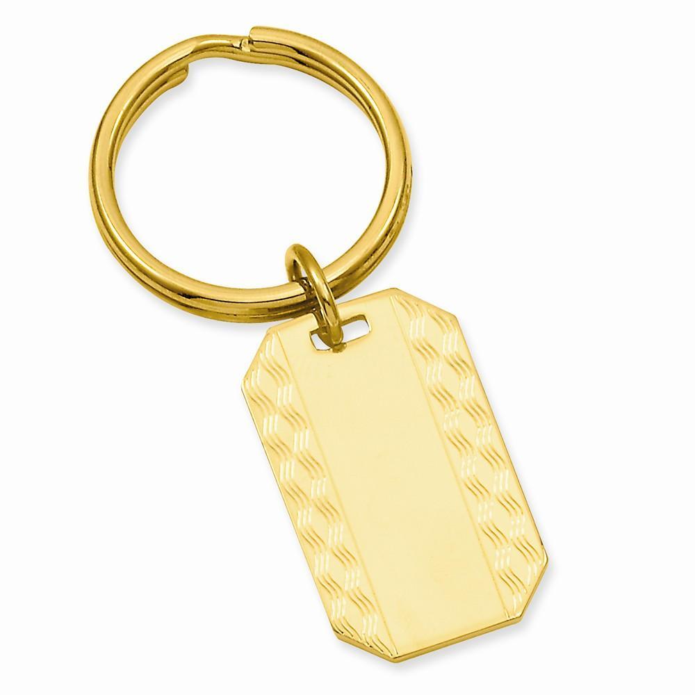 Gold Plated Patterned Edge Key Ring
