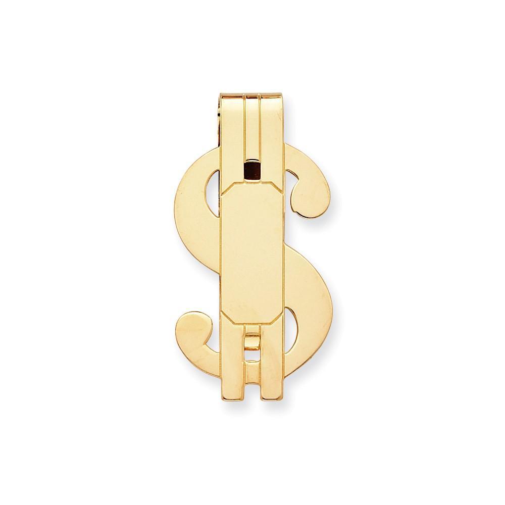 Gold Plated Polished Dollar Sign Money Clip