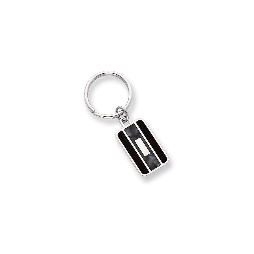 Rhodium Plated Black Grey Colored Key Ring