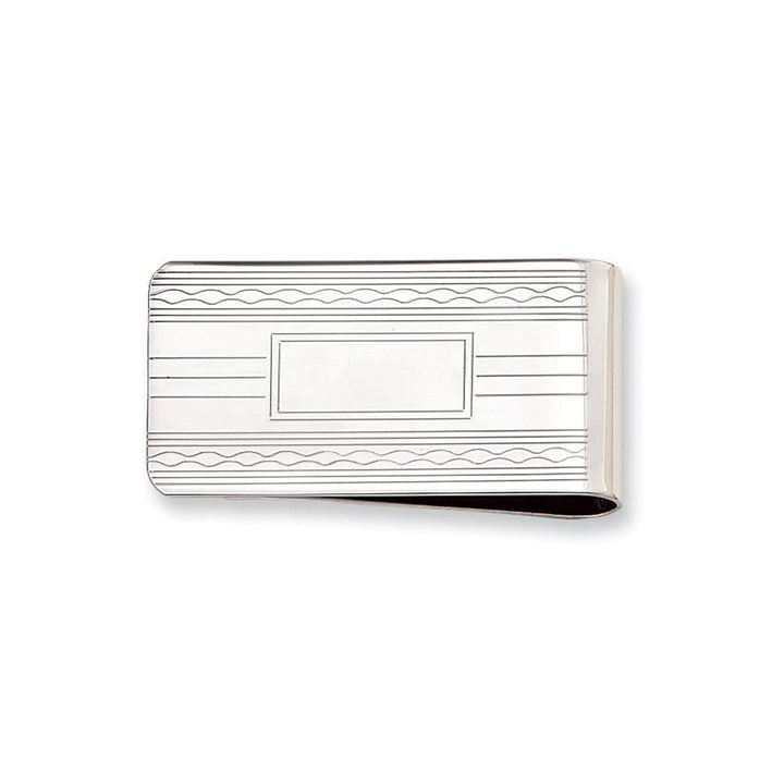 Rhodium Plated Patterned Edge Money Clip