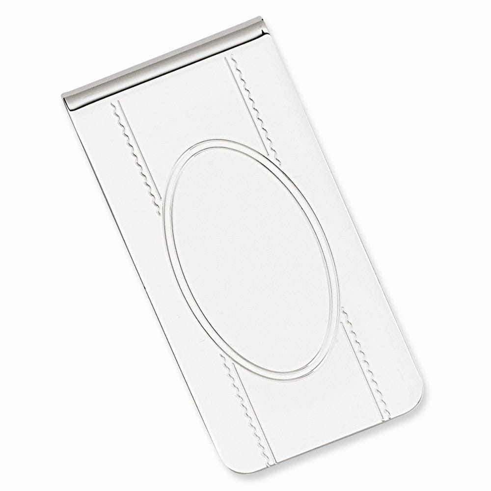 Rhodium Plated with Engravable Area Money Clip