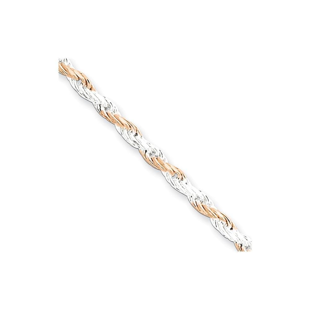 Silver 2.50-mm Rose Vermeil D.C Rope Chain