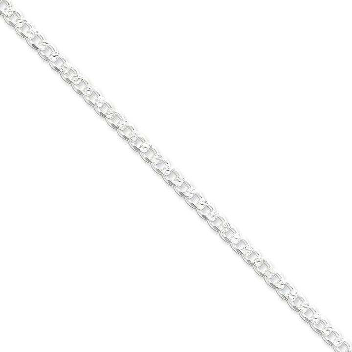 Silver 4.50-mm Solid Pave Link Curb Chain