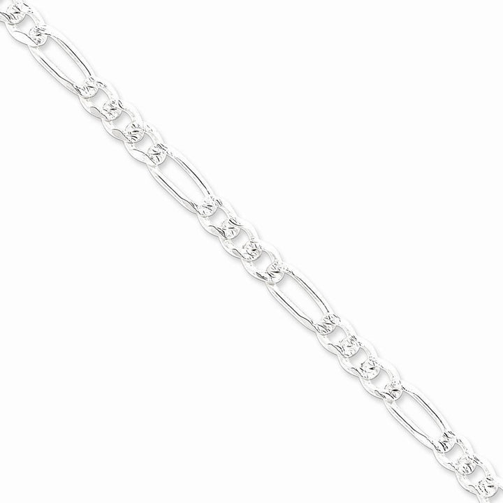 Silver 7.00-mm Solid Pave Flat Figaro Chain