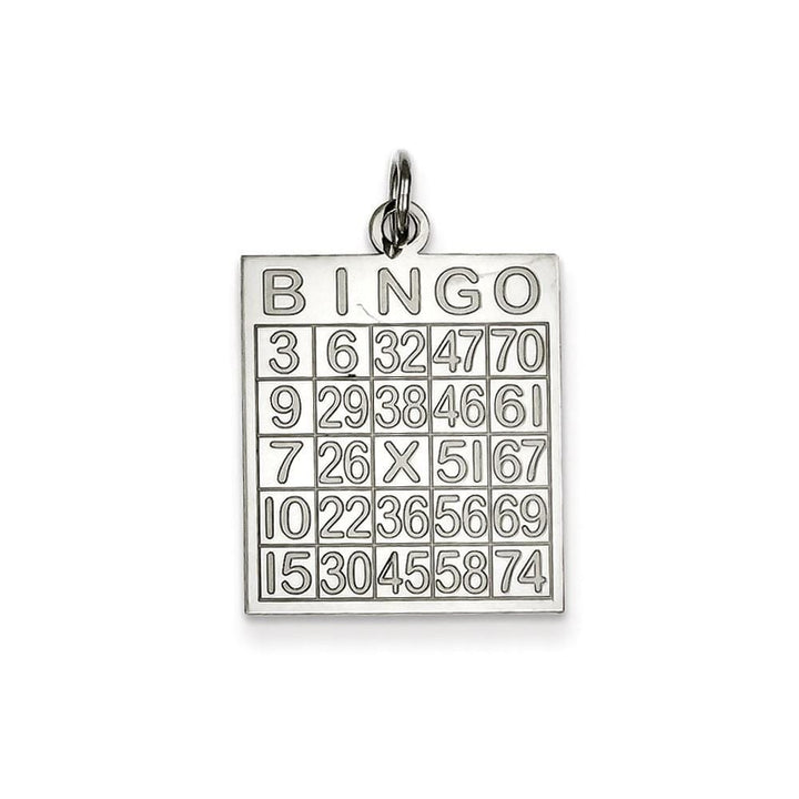 Silver Polished Finish Stamped Bingo Card Charm