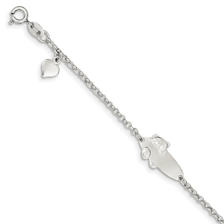 Silver Teddy Bear Baby Engraveable ID Bracelet